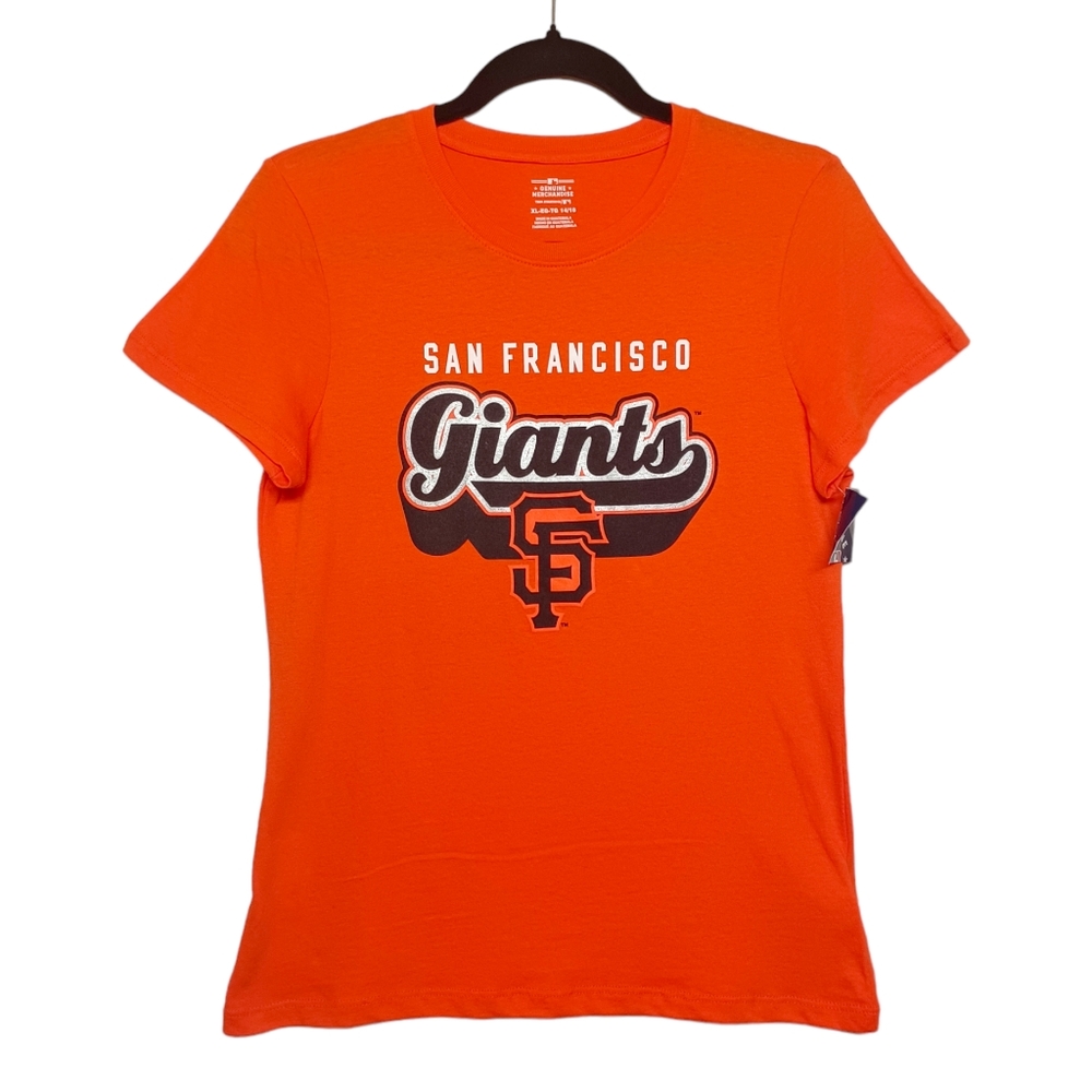 MLB San Francisco Giants Silver Orange Short Sleeve Soft T Shirt XL (Girl) NWT